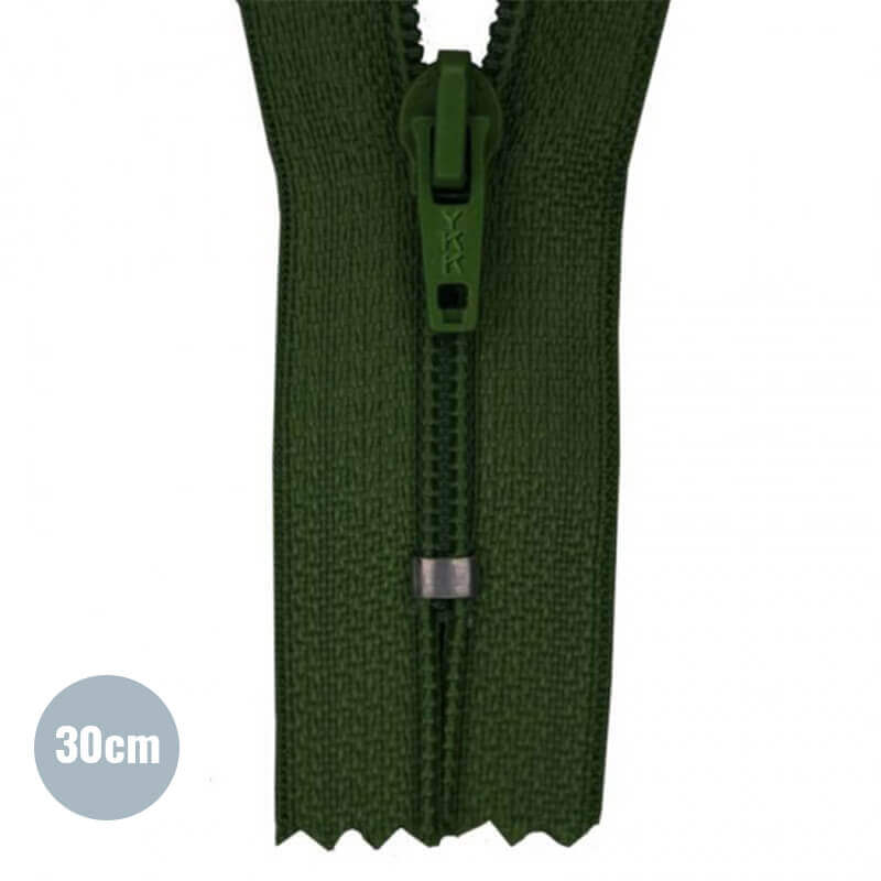 Japonrits YKK Donker Groen (890) 30CM Nylon Niet Deelbaar