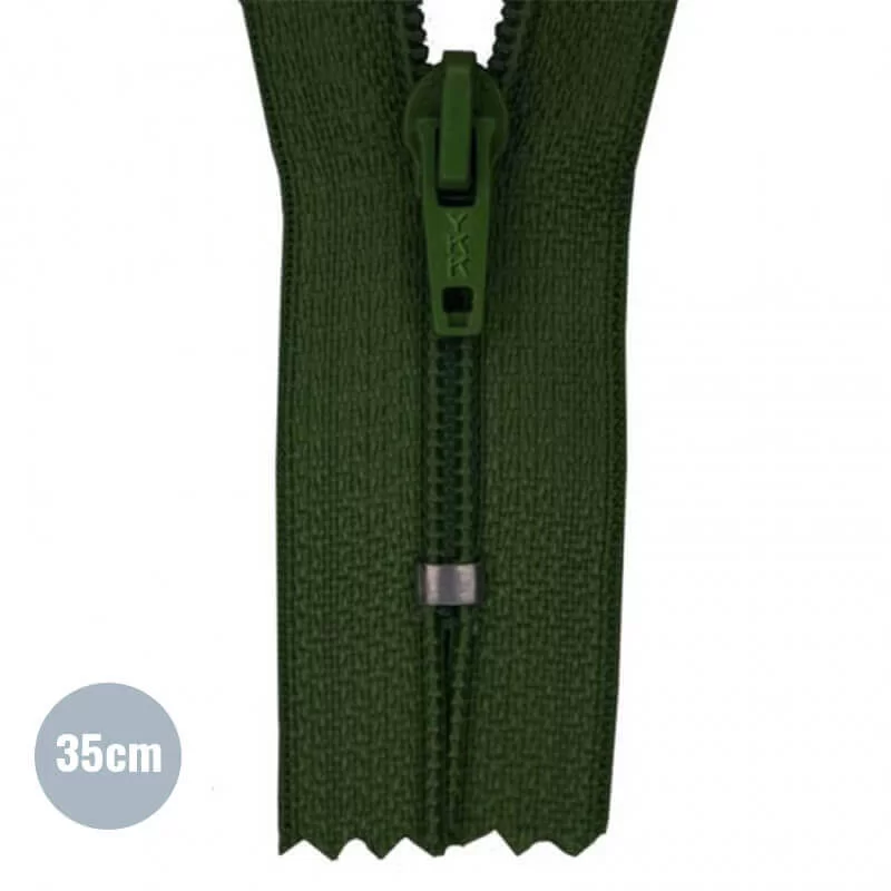 Japonrits YKK Donker Groen (890) 35CM Nylon Niet Deelbaar