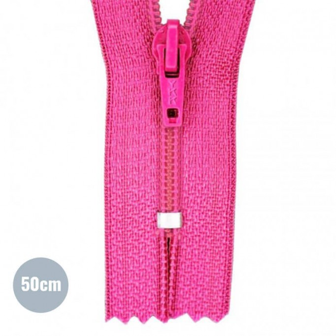 Fermetures Éclair Fuchsia 50CM Nylon - (Non Séparable Fermetures Éclair Nyon YKK)