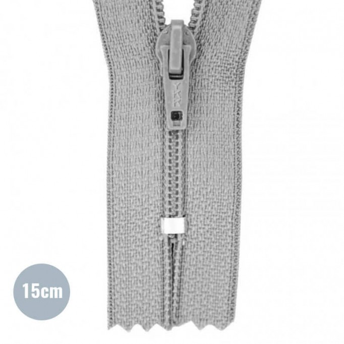 Rits YKK Grijs 15CM Nylon - (Niet Deelbare Nylon Ritsen YKK)
