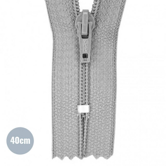 Fermetures Éclair Gris 40CM Nylon - (Non Séparable Fermetures Éclair Nyon YKK)