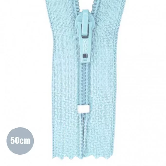 Rits YKK Licht Blauw 50CM Nylon - (Niet Deelbare Nylon Ritsen YKK)
