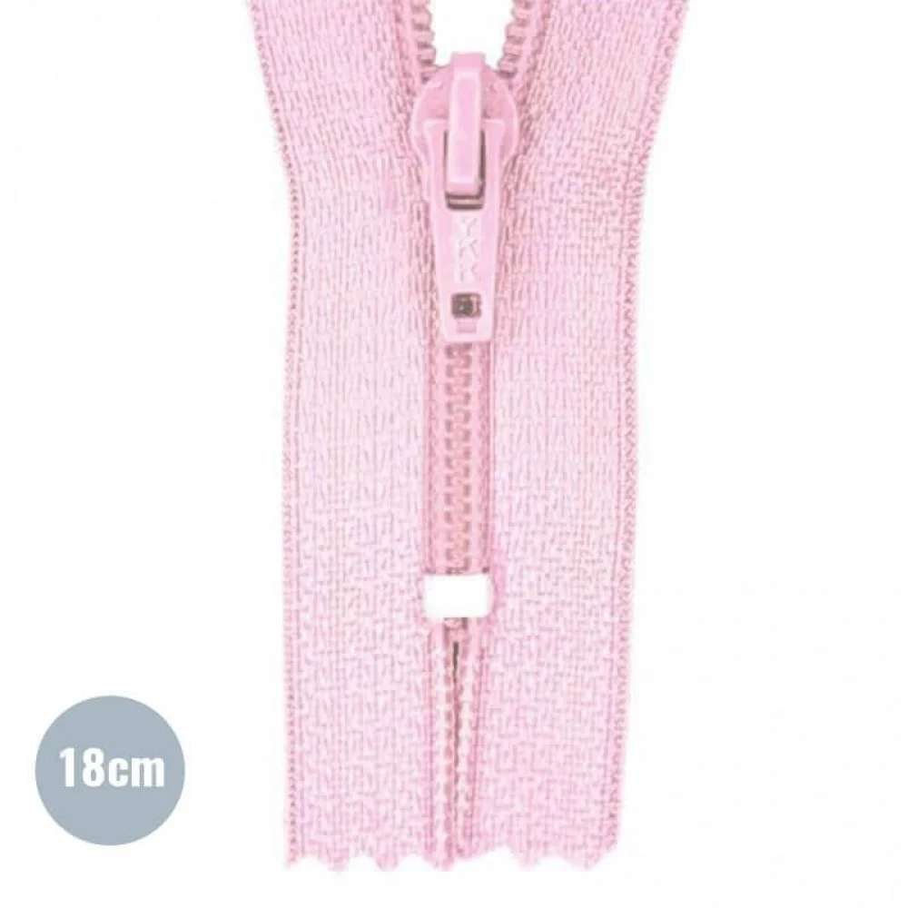 Coil Zipper YKK Pink (512) 18CM Nylon Not Divisible