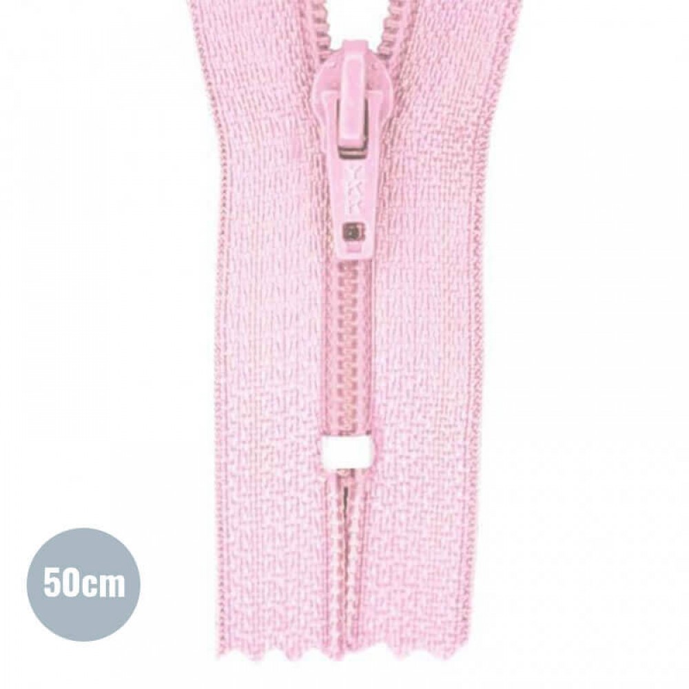 Fermeture Éclair Spirale Rose (512) 50CM Nylon Non Séparable