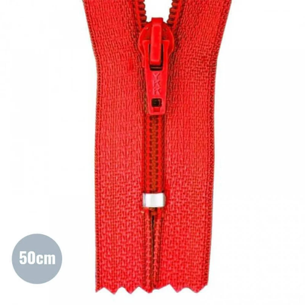 Coil Zipper YKK Red (820) 50CM Nylon Not Divisible Zipper YKK Red 50CM Nylon - (Not Divisible Nylon Zippers YKK)