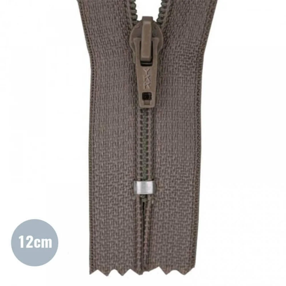 Fermeture Éclair Spirale Taupe (034) 12CM Nylon Non Séparable 
