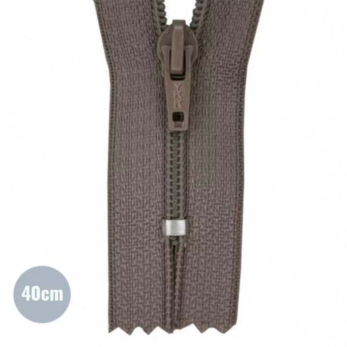 Lynlås YKK Taupe 40CM Nylon - (Ikke Delbar YKK Lynlåse Kunststof)