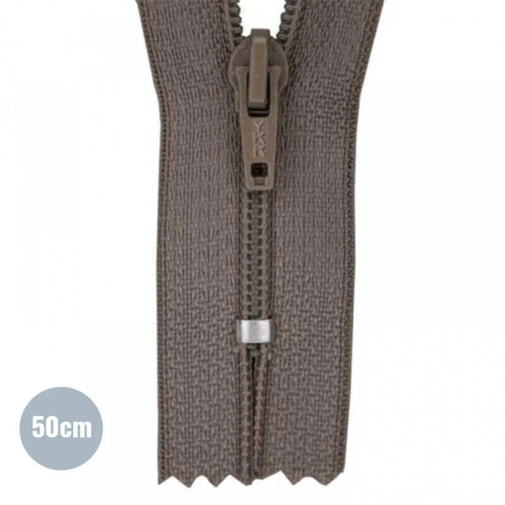 Coil Zipper YKK Taupe (034) 50CM Nylon Not Divisible