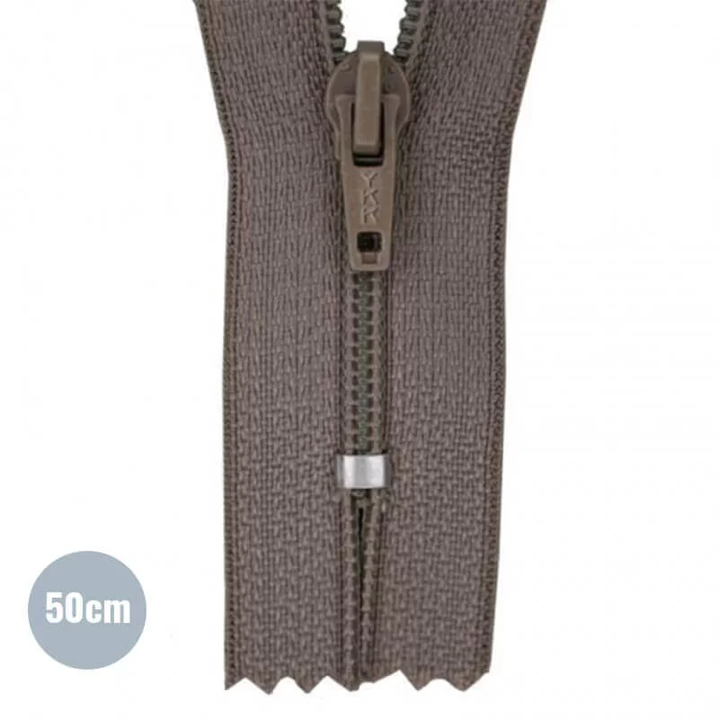 Japonrits YKK Taupe (034) 50CM Nylon Niet Deelbaar