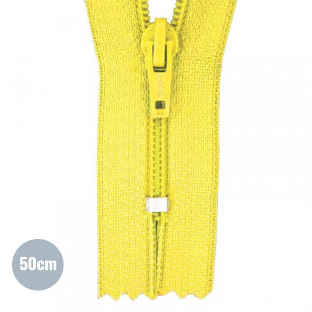 Fermeture Éclair Spirale Jaune (504) 50CM Nylon Non Séparable