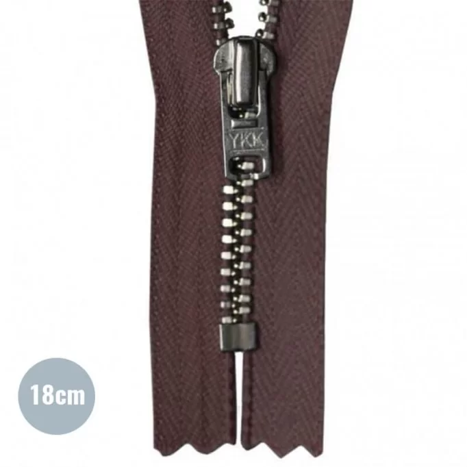 Cerniera Lampo Marrone 18CM Metallo  - (Indivisibili Cerniere Lampo YKK In Metallo)