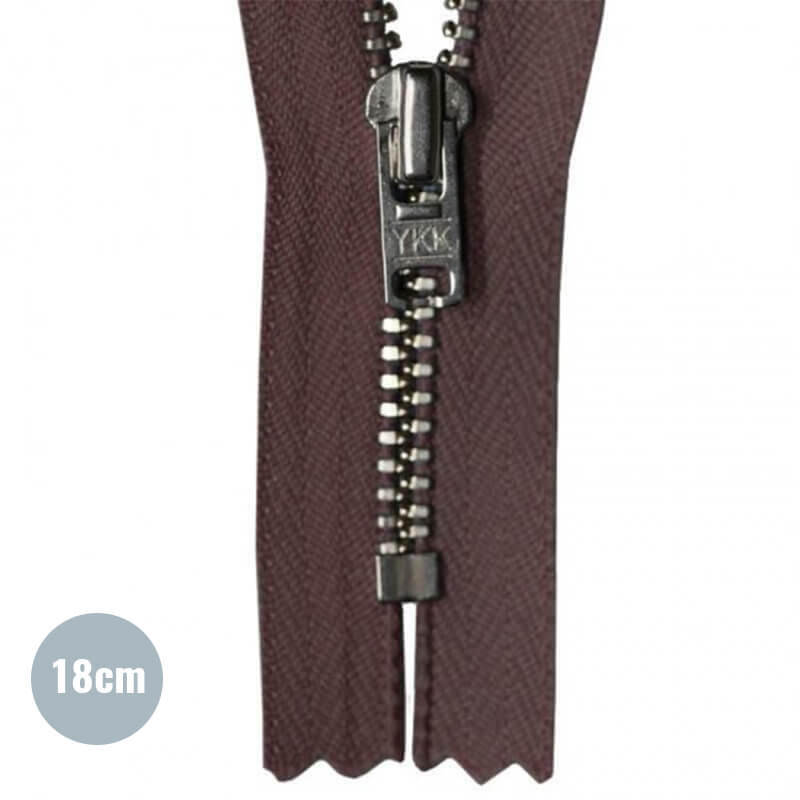 Metalen Rits YKK Niet Deelbaar Bruin (570) 18CM