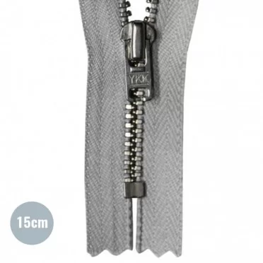 Cerniera Lampo Grigio 15CM Metallo     - (Indivisibili Cerniere Lampo YKK In Metallo)