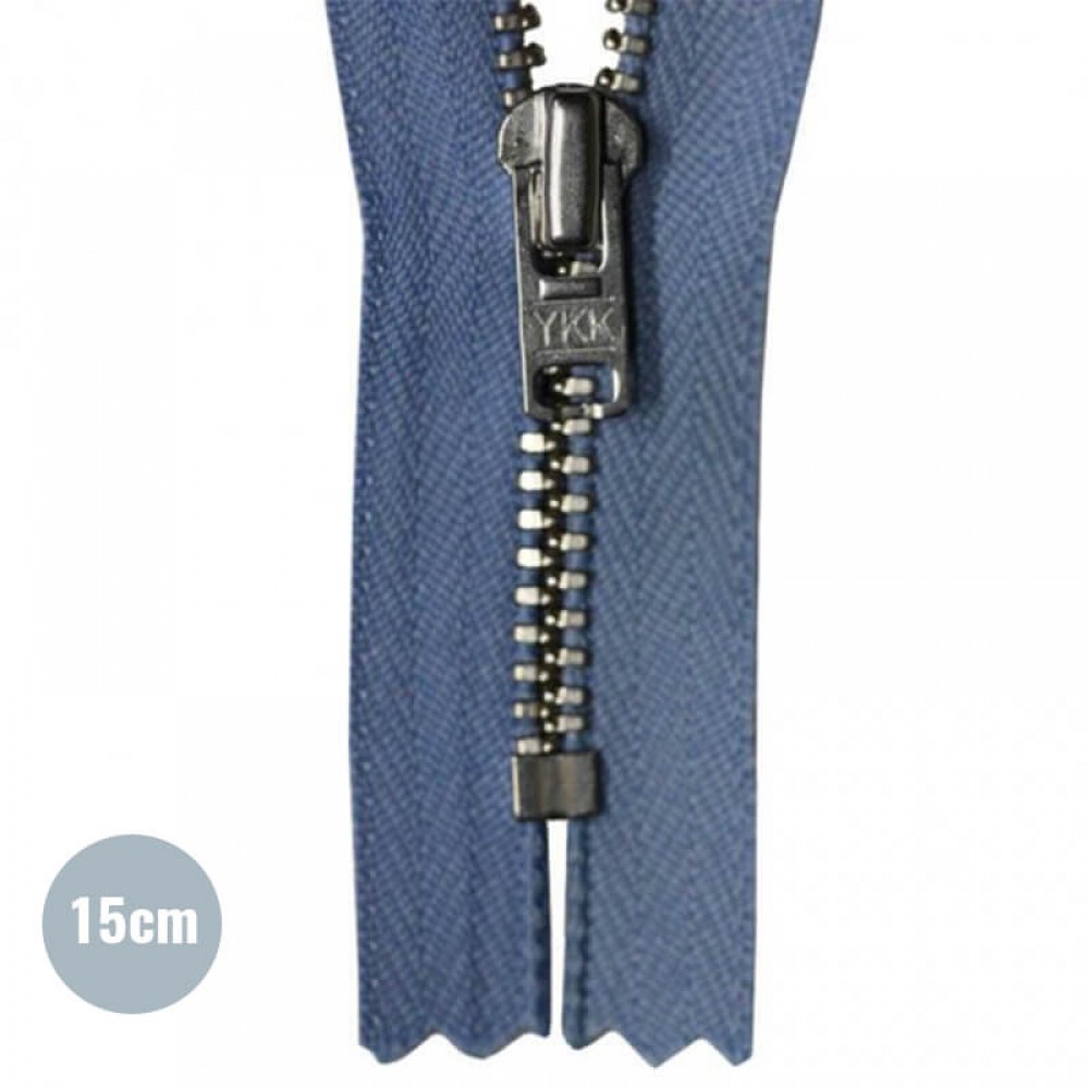 Metallreißverschluss YKK Nicht Teilbar Dunkel Jeans (398) 15CM