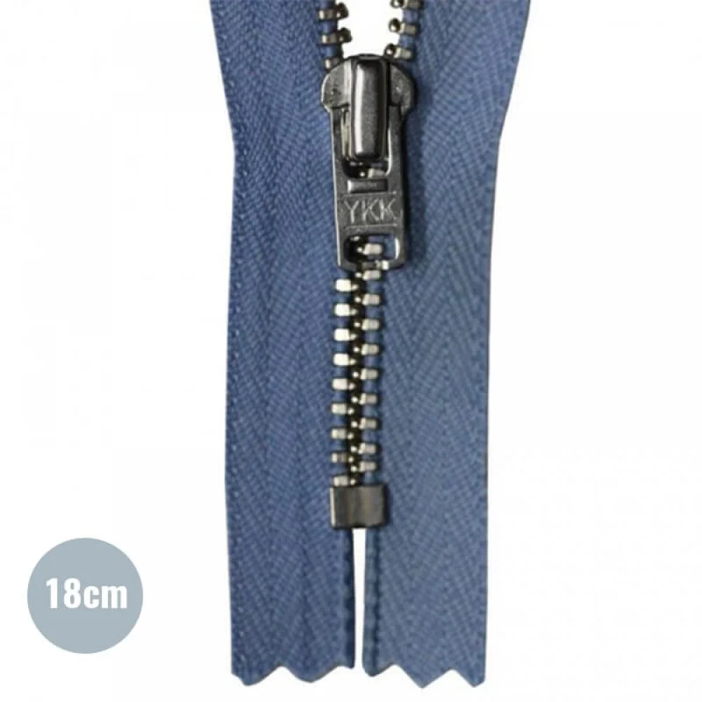 Metal Lynlås YKK Ikke Delelig Mørk Jeans (398) Blå 18CM
