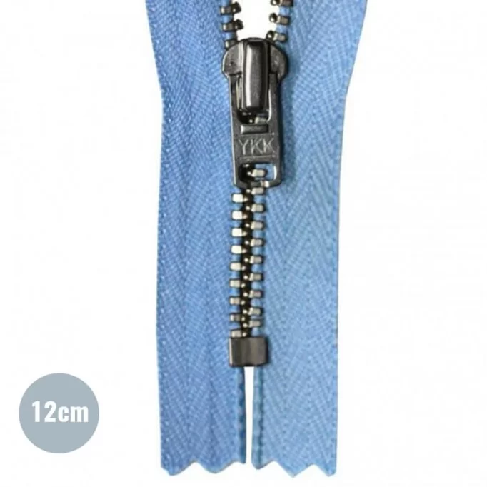 Zipper Light Blue 12CM Metal     - (Not Divisible Metal Zippers YKK)