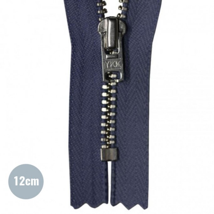 Zipper Navy 12CM Metal     - (Not Divisible Metal Zippers YKK)