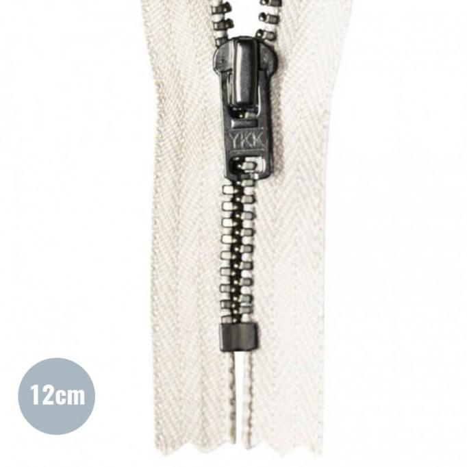 Zipper Off White 12CM Metal     - (Not Divisible Metal Zippers YKK)
