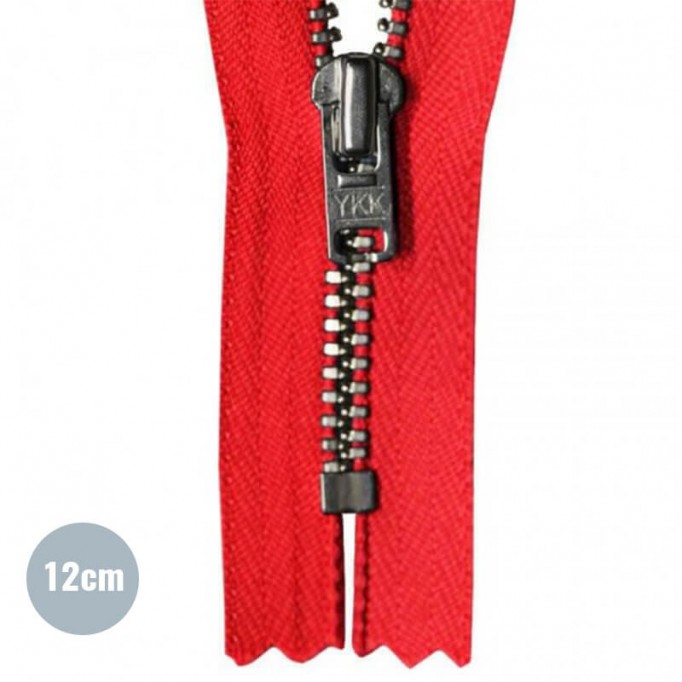 Zipper Red 12CM Metal     - (Not Divisible Metal Zippers YKK)