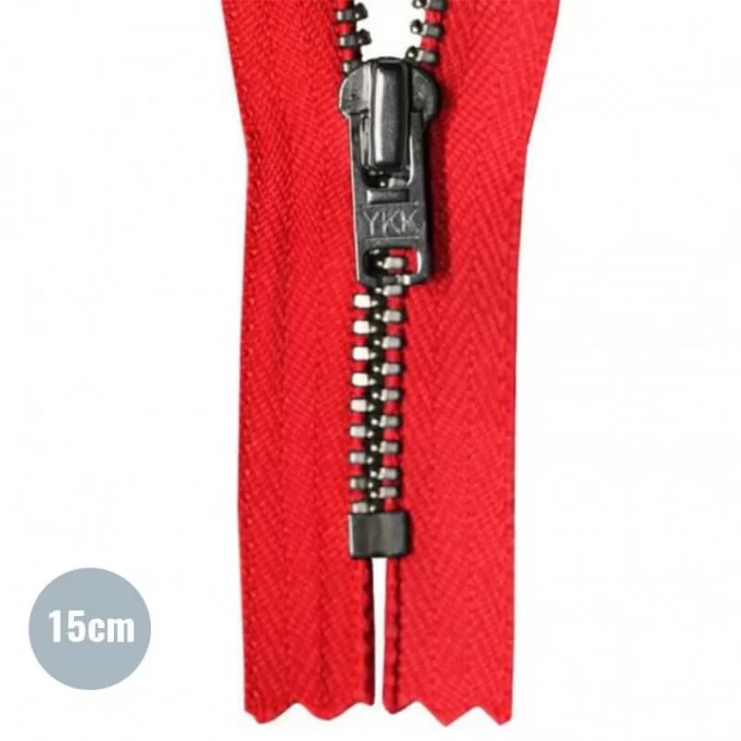 Cerniera Lampo Rosso 15CM Metallo     - (Indivisibili Cerniere Lampo YKK In Metallo)