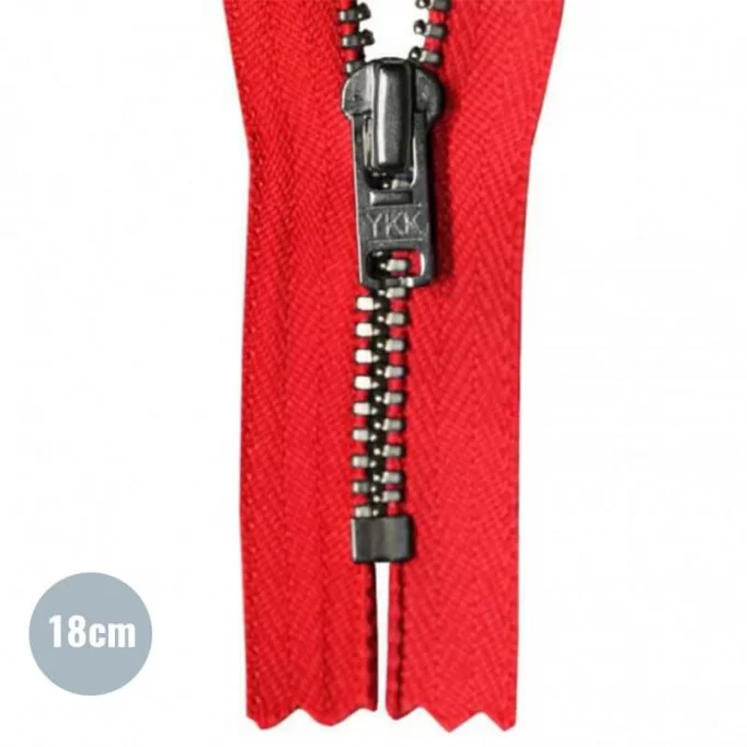 Cerniera Lampo Rosso 18CM Metallo  - (Indivisibili Cerniere Lampo YKK In Metallo)