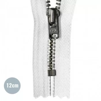 Fermeture Éclair En Métal YKK Non Divisible Blanc (501) 12CM Fermeture Éclair En Métal YKK Non Divisible Blanc (501) 12CM