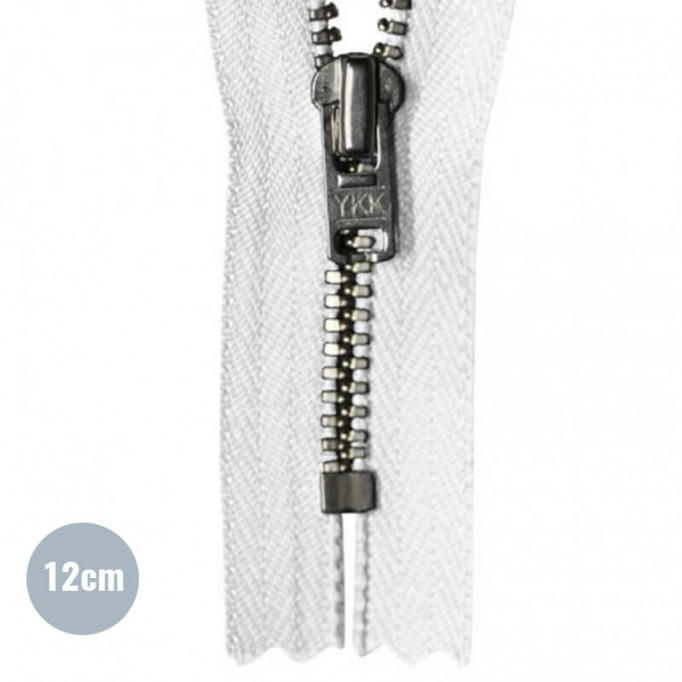 Cerniera Lampo Bianco 12CM Metallolo - (Indivisibili Cerniere Lampo YKK In Metallo)