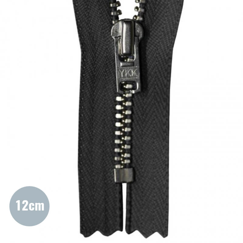 Metalen Rits YKK Niet Deelbaar Zwart (580) 12CM