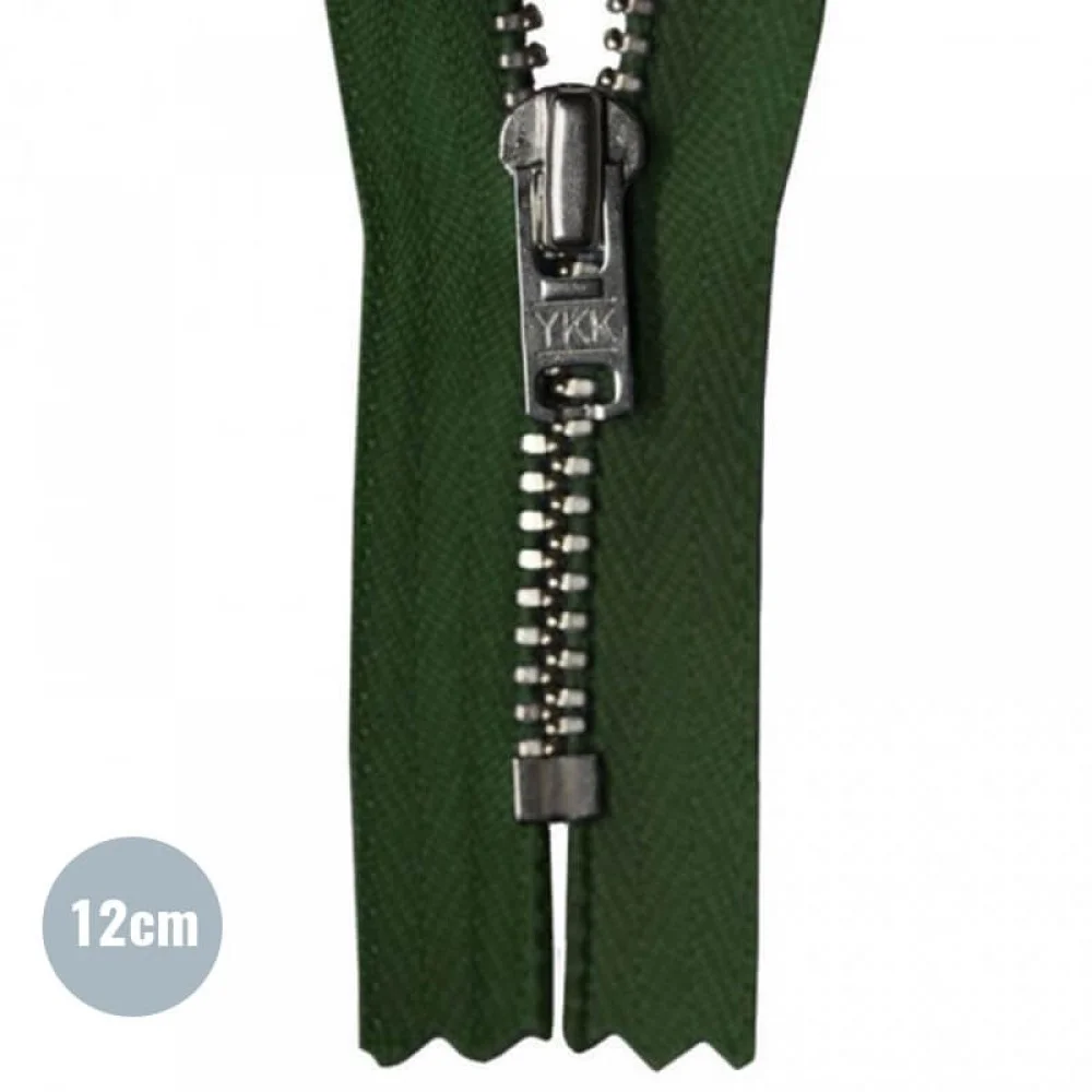 Metal Zipper YKK Not Divisible Dark Green (890) 12CM Metal Zipper YKK Not Divisible Dark Green (890) 12CM