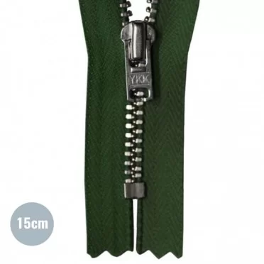 Reißverschlüsse Dunkel Grün 15CM Metall - (Nicht Teilbar YKK Reissverschlüsse Metall)
