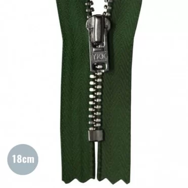 Cerniera Lampo Verde Scuro 18CM Metallo  - (Indivisibili Cerniere Lampo YKK In Metallo)