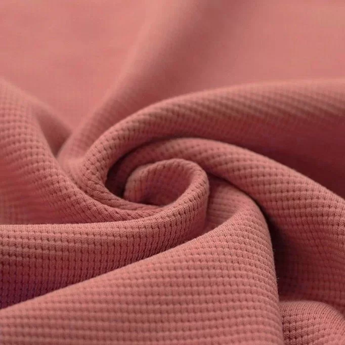 Waffelstrick Jersey Stoff Lehm Rosa - (Jersey Stoffe)