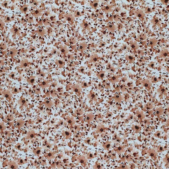 Jersey Cotton Fabric Digital Print - Filler Flower Light Brown Jersey Cotton Fabric Digital Print - Filler Flower Light Brown - (Jersey Cotton Fabric Digital Print)