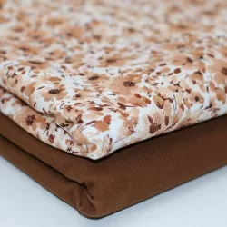 Jersey Di Cotone Stampa Digitale - Fiore Di Riempimento Marrone Chiaro Jersey Di Cotone Stampa Digitale - Fiore Di Riempimento Marrone Chiaro