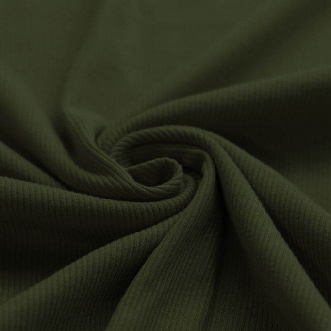 Rib Knit Jersey Fabric Army Green - (Jersey Fabrics)