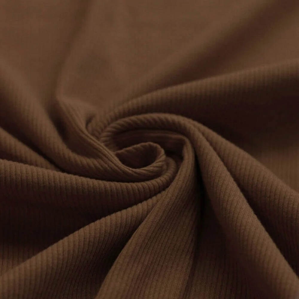 Rib Jersey Stof Licht Bruin