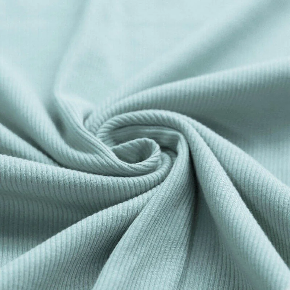 Rib Jersey Stof Zeegroen