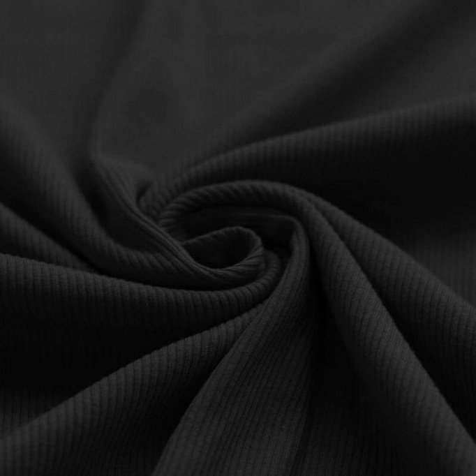 Rib Knit Jersey Fabric Black - (Jersey Fabrics)