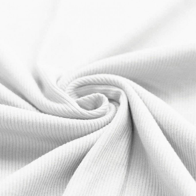 Tissu Maille Tricot Côtelé Blanc  - (Tissus Jersey)