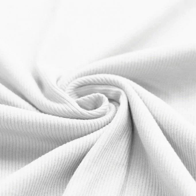 Rippstrick Jersey Stoff Weiß  - (Jersey Stoffe)