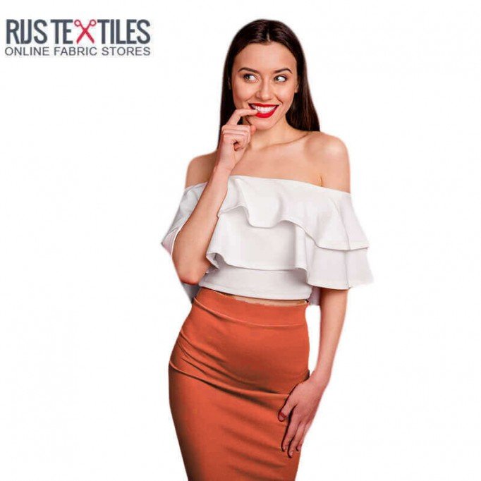 Deluxe Satin Stretch Stof Brændt Orange - (Fashion Stoffer)