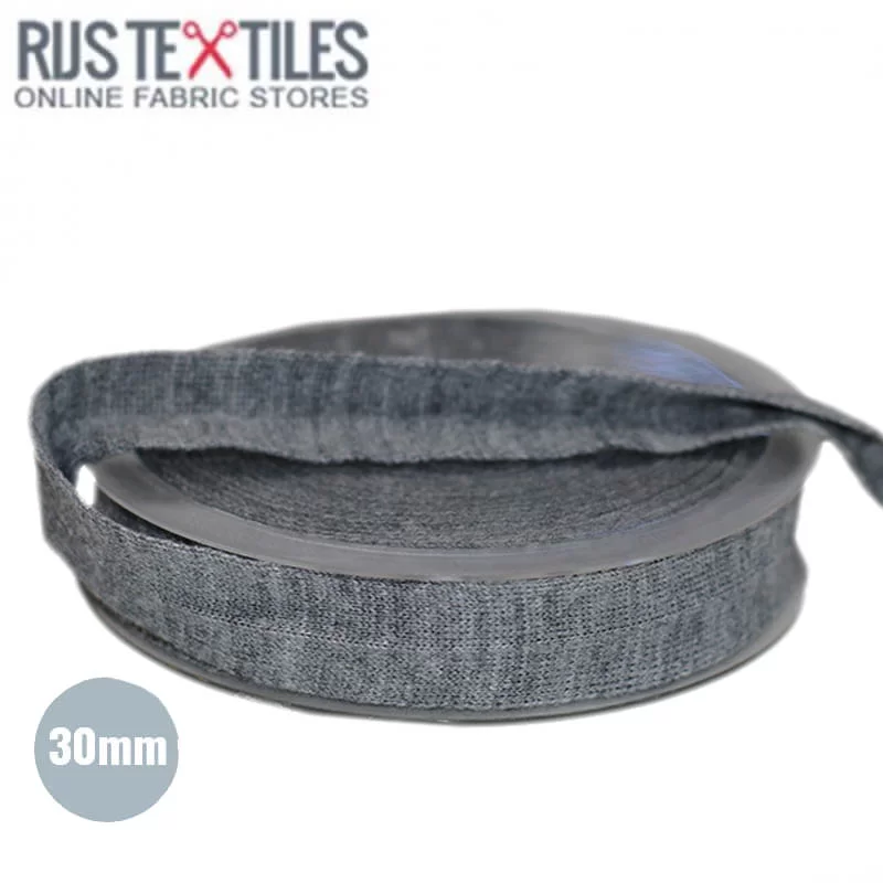 Tresband "Wool Look" Gemeleerd Donker Grijs 30mm