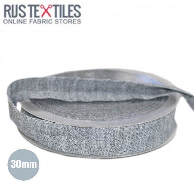 Tresband "Wool Look" Gemeleerd Licht Grijs 30mm  - (Banden En Linten)