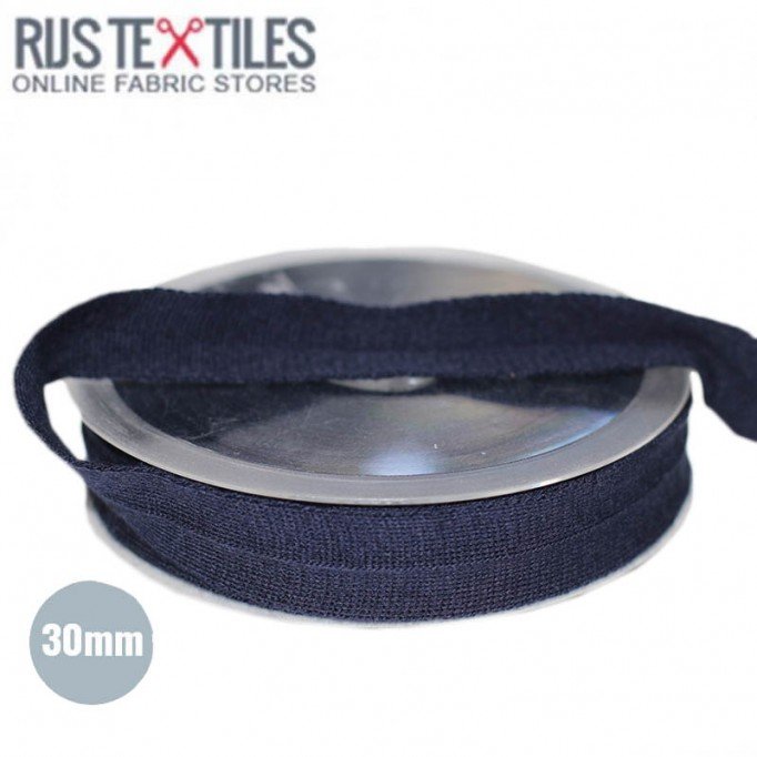 Tresband "Wool Look" Marine 30mm  - (Banden En Linten)