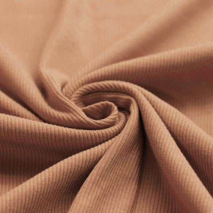 Tissu Maille Tricot Côtelé Pêche - (Tissus Jersey)