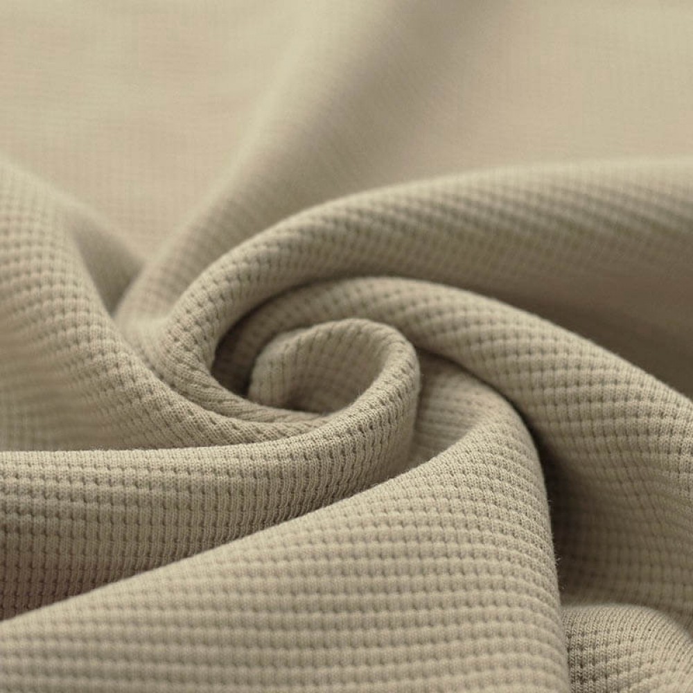Waffle Knit Jersey Fabric Dark Beige 