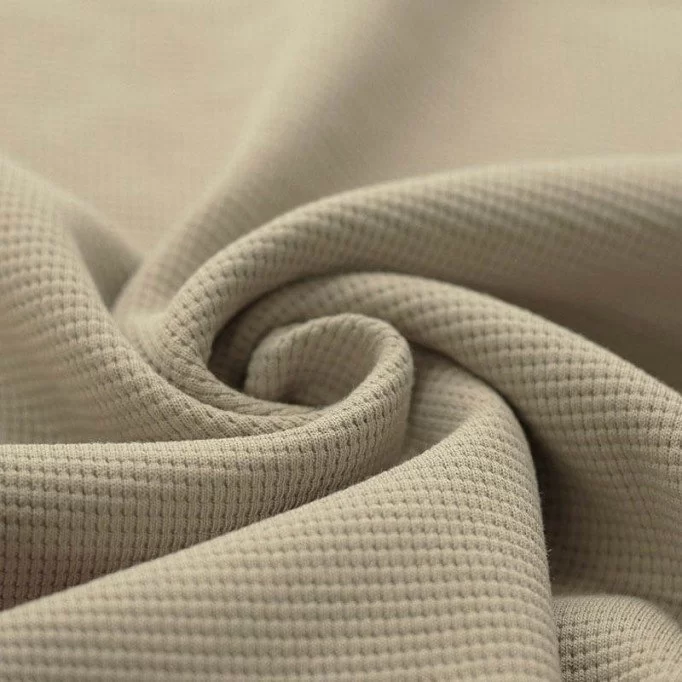 Wafel Jersey Stof Donker Beige  - (Jersey Stoffen)