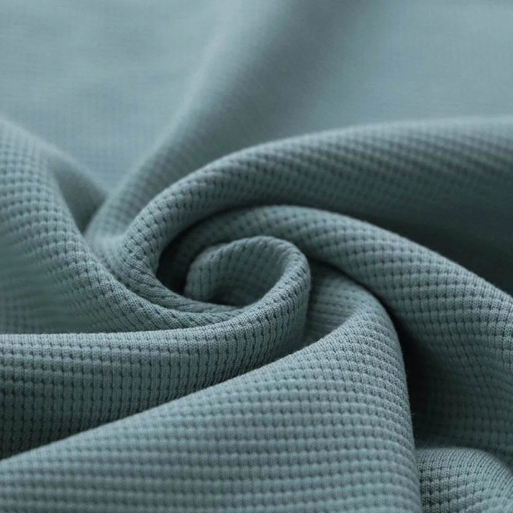 Waffle Knit Jersey Fabric Old Green