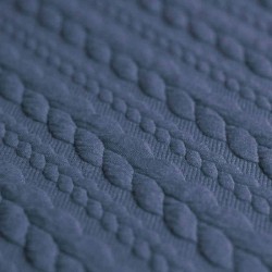 Tissu Jersey Matelassé à Motif Torsade Jeans Foncé