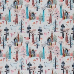 Cotton Poplin Digital Print - Wolf In Forest
